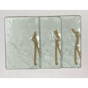 Set of 3 Ankyo 9x6 Inch Glass Marble Looking Cheese Board w Wall Hanging Strap N